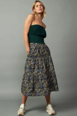 Skirts-Current Air Floral Midi Skirt MULTI