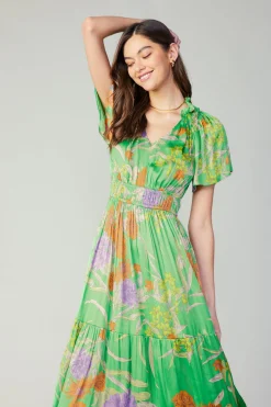 Maxi Dresses-Current Air Floral Pattern Maxi Dress FLORALGREEN
