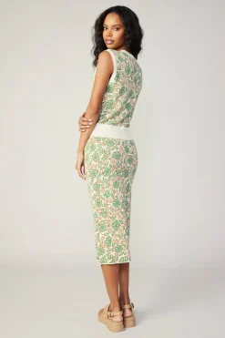 Knitwear|Sweaters-Current Air Floral Sweater Vest GREENMLT