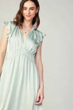 Midi Dresses-Current Air Florence Ruffled Midi Dress SILVERSAGE