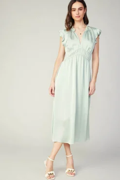 Midi Dresses-Current Air Florence Ruffled Midi Dress SILVERSAGE