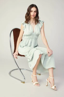 Midi Dresses-Current Air Florence Ruffled Midi Dress SILVERSAGE