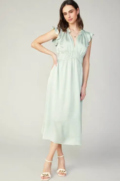 Midi Dresses-Current Air Florence Ruffled Midi Dress SILVERSAGE