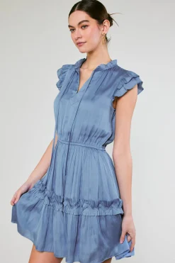 Mini Dresses-Current Air Flutter Sleeve Mini Dress DEEPPERIWINKLE