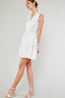 Mini Dresses-Current Air Flutter Sleeve Mini Dress PEARL