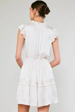 Mini Dresses-Current Air Flutter Sleeve Mini Dress PEARL