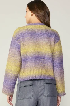 Sweaters-Current Air Gradient Sweater Top PURPLE-YELLOW