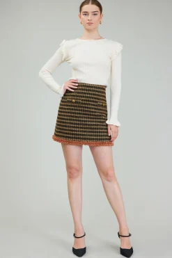 Skirts-Current Air Houndstooth Mini Skirt MLT