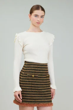 Skirts-Current Air Houndstooth Mini Skirt MLT