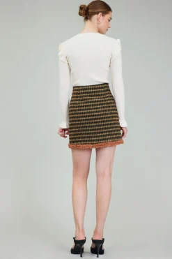 Skirts-Current Air Houndstooth Mini Skirt MLT