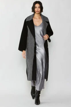 Coats & Jackets-Current Air Houndstooth Oversized Wool Coat BLACK-HOUNDSTOOTH