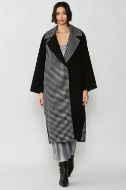 Coats & Jackets-Current Air Houndstooth Oversized Wool Coat BLACK-HOUNDSTOOTH