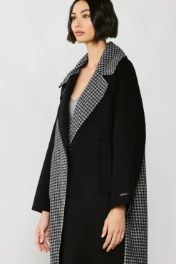 Coats & Jackets-Current Air Houndstooth Oversized Wool Coat BLACK-HOUNDSTOOTH