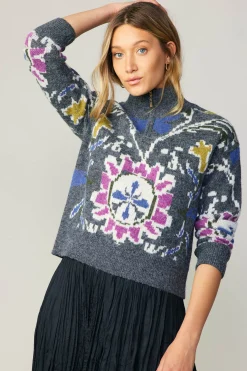 Sweaters-Current Air Jacquard Zip Sweater MULTI