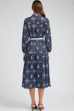 Maxi Dresses|Midi Dresses-Current Air Kaleidoscope Motif Maxi Dress NAVYMLT