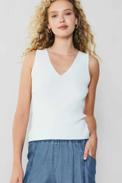 Knitwear|Sleeveless Tops-Current Air Knit Tank Top WHITE