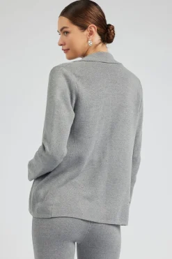 Sweaters|Knitwear-Current Air Knitted Blazer HEATHERGREY