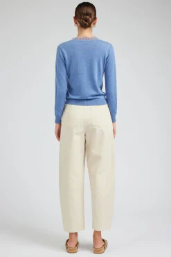 Knitwear|Sweaters-Current Air Lace Detail Sweater Top SOFTBLUE