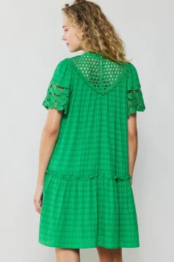 Mini Dresses-Current Air Lace Sleeve Mini Dress GREEN