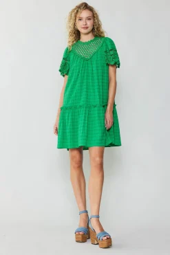 Mini Dresses-Current Air Lace Sleeve Mini Dress GREEN