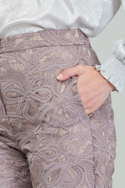 Pants-Current Air Lace Straight Pant TAUPEGREY