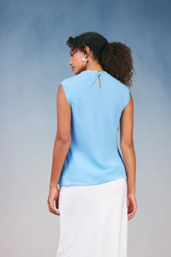 Sleeveless Tops-Current Air Layered Tank Top PASTELBLUE