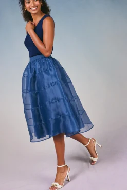 Skirts-Current Air Lined Organza Skirt SLATENAVY