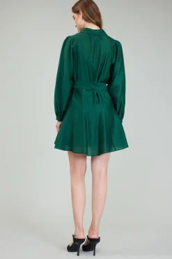 Mini Dresses-Current Air Lustrous Belted Mini Dress JEWELGREEN