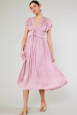 Maxi Dresses|Midi Dresses-Current Air Mara Pleated Maxi Dress BLUSHPINK