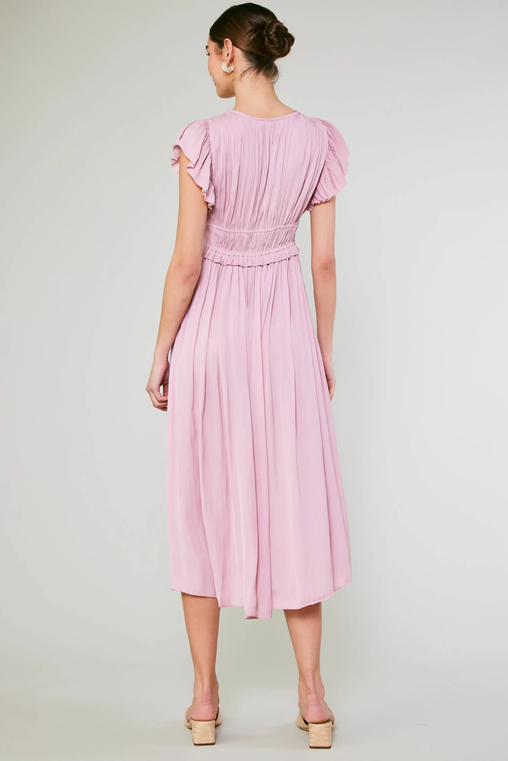 Maxi Dresses|Midi Dresses-Current Air Mara Pleated Maxi Dress BLUSHPINK