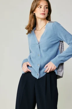 Cardigans-Current Air Metallic Contrast Cardigan BLUE