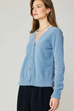 Cardigans-Current Air Metallic Contrast Cardigan BLUE