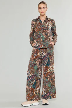 Pants-Current Air Mixed Print Pants BROWNMLT