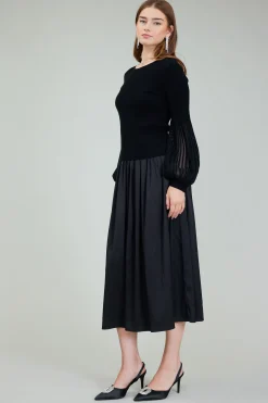 Knitwear-Current Air Nava Sweater Dress Set BLACK