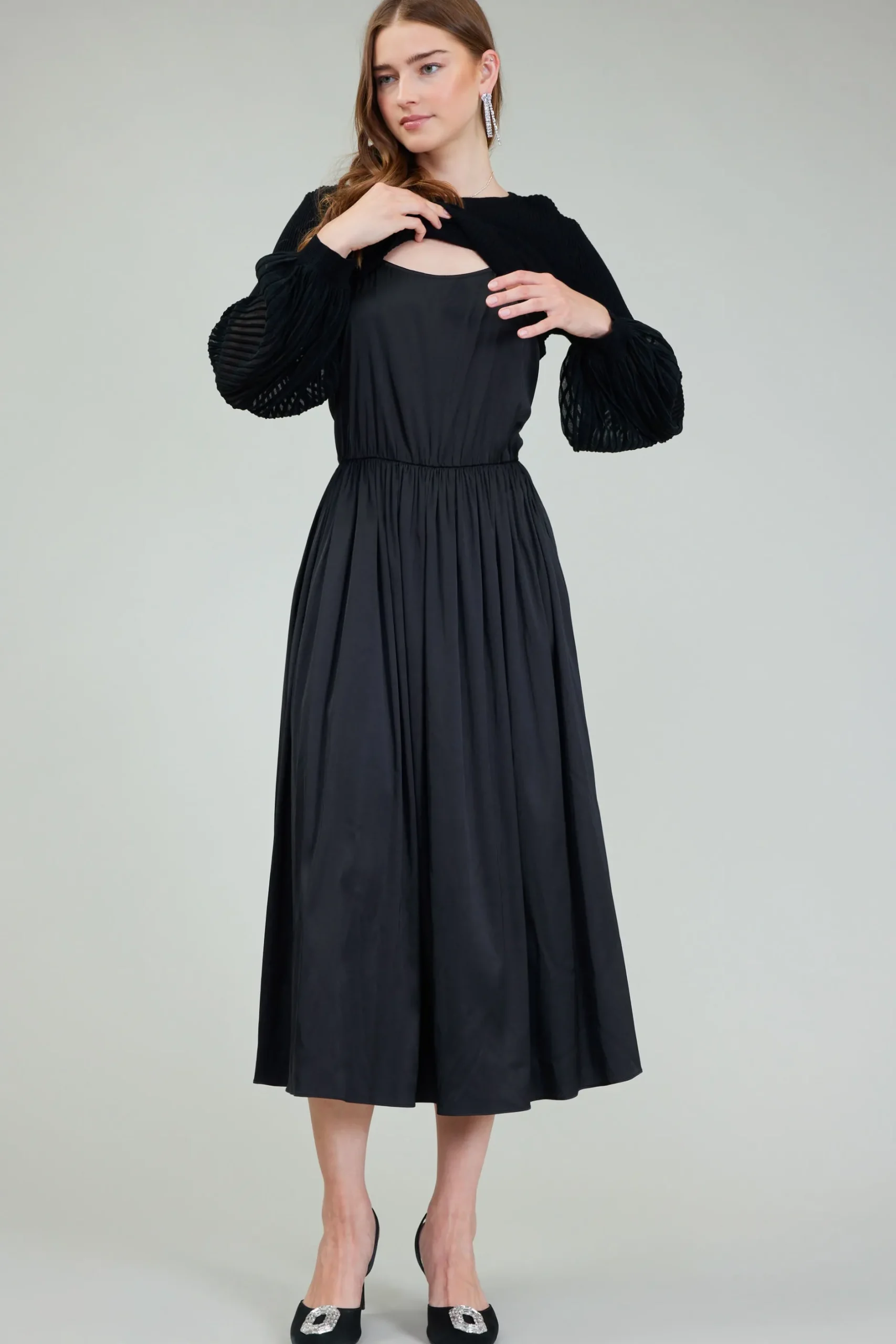 Knitwear-Current Air Nava Sweater Dress Set BLACK