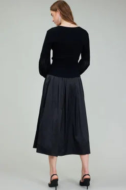 Knitwear-Current Air Nava Sweater Dress Set BLACK