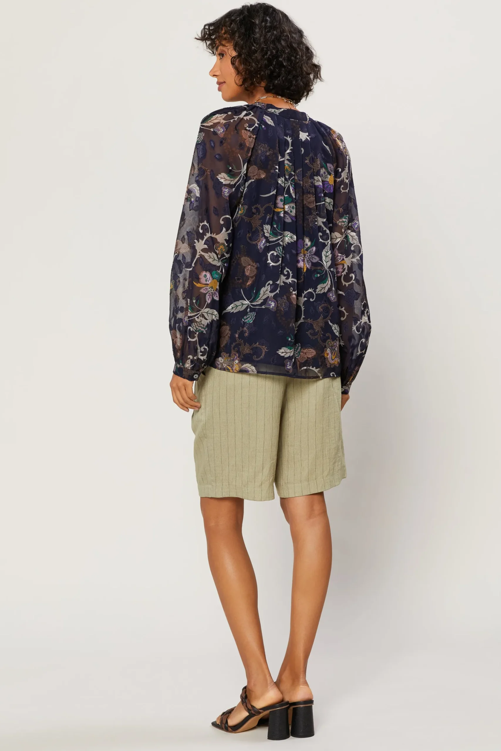 Long Sleeve Tops-Current Air Navy Floral Long Sleeve Top FLORALNAVY