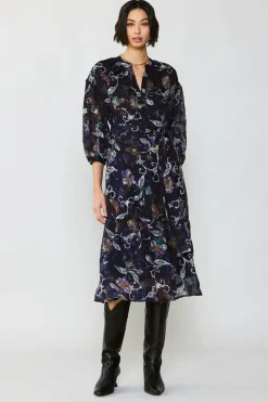 Midi Dresses-Current Air Navy Floral Midi Dress FLORALNAVY