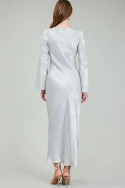 Maxi Dresses|Midi Dresses-Current Air Opalescent Textured Maxi Dress OYSTER