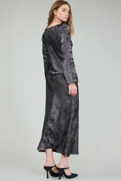 Maxi Dresses|Midi Dresses-Current Air Opalescent Textured Maxi Dress PLUMGUNMETAL
