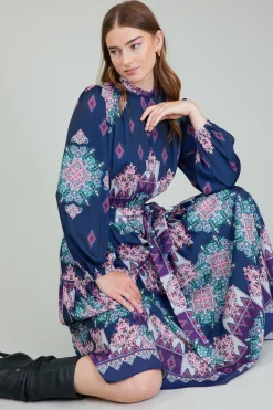 Midi Dresses-Current Air Ornate Border Printed Midi Dress MLT