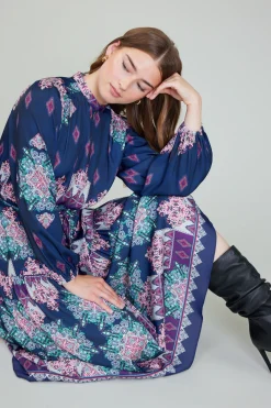 Midi Dresses-Current Air Ornate Border Printed Midi Dress MLT