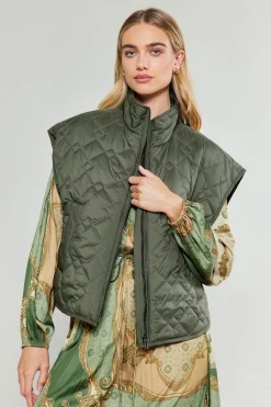 Coats & Jackets-Current Air Oversize Quilted Vest DARKSAGE