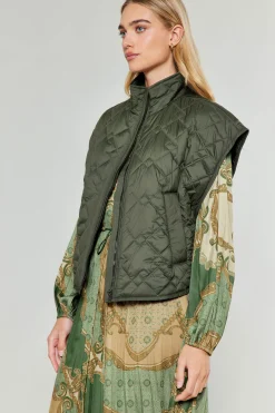 Coats & Jackets-Current Air Oversize Quilted Vest DARKSAGE