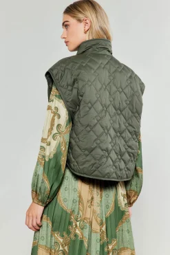 Coats & Jackets-Current Air Oversize Quilted Vest DARKSAGE