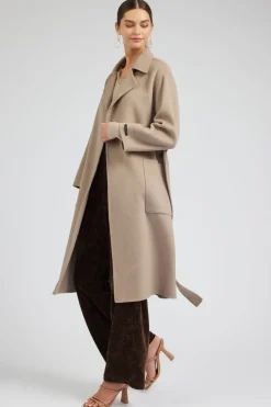 Coats & Jackets-Current Air Oversized Belted Wool Coat LATTE