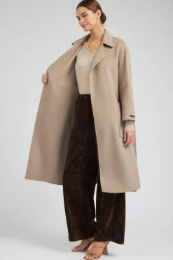 Coats & Jackets-Current Air Oversized Belted Wool Coat LATTE