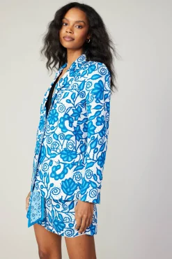 Coats & Jackets-Current Air Painterly Floral Jacket BLUEMLT