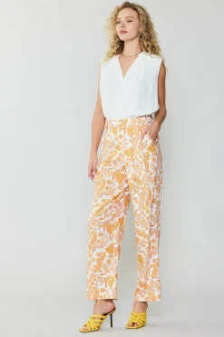 Pants-Current Air Paisley Printed Wide Pants ORANGEMULTI