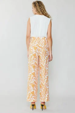 Pants-Current Air Paisley Printed Wide Pants ORANGEMULTI